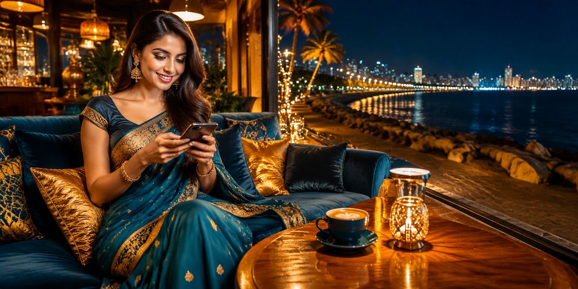 View of Marine Drive with mobile casino playing at sunset